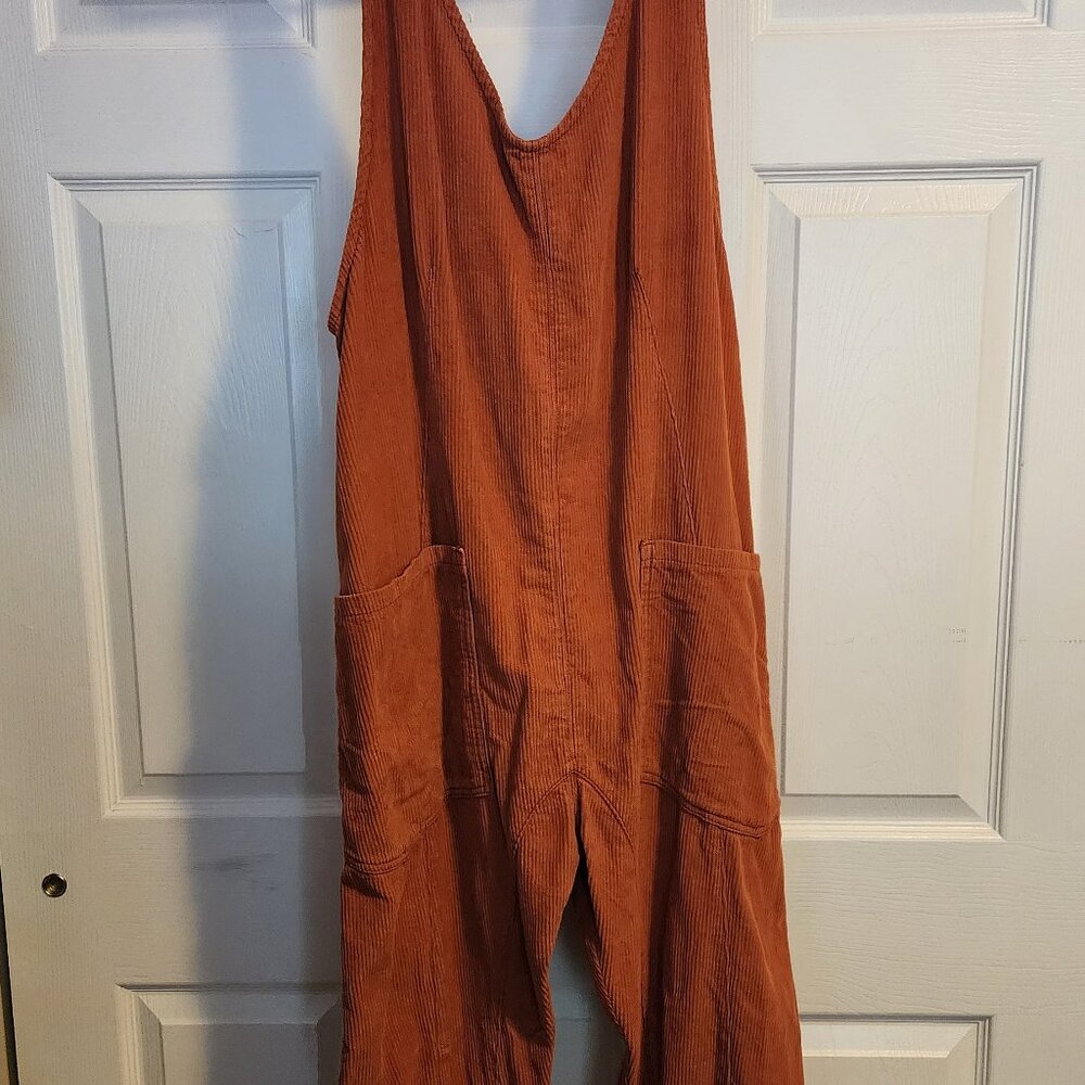Free People High Roller Cord Jumpsuit size M, Sunburn